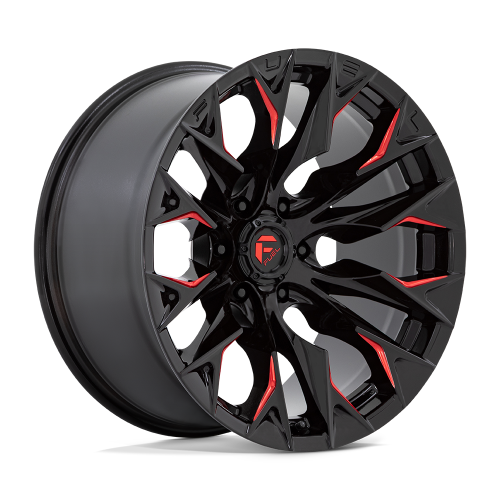 Fuel 1PC D823 FLAME 20X10 -18 6X139.7 GLOSS BLACK MILLED WITH CANDY RED