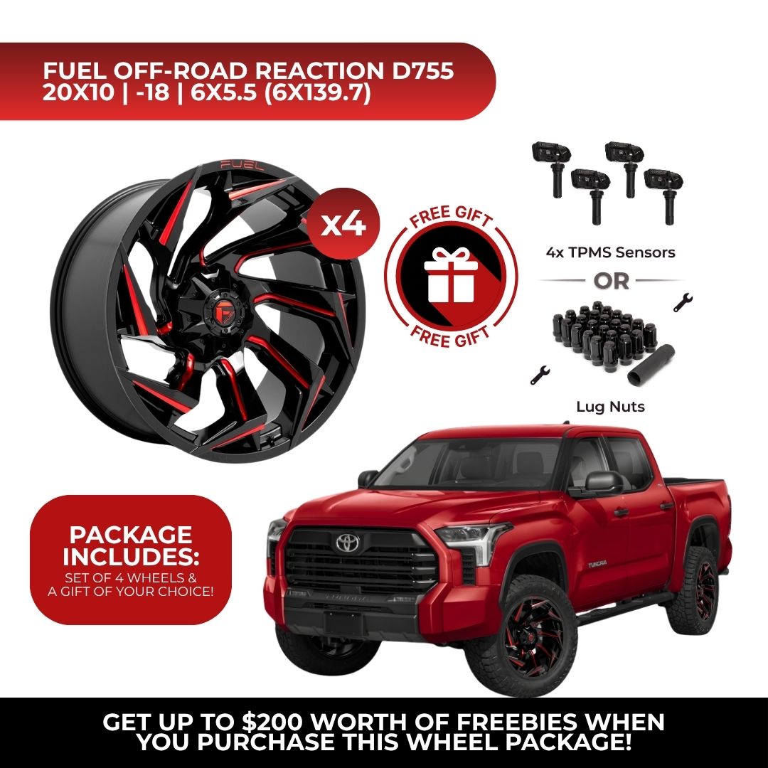 Fuel D755 Reaction 20x10 6x139.7 4pcs | Fits Toyota Tundra | Free TPMS Sensors or Lug Nuts