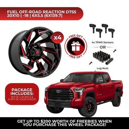 Fuel D755 Reaction 20x10 6x139.7 4pcs | Fits Toyota Tundra | Free TPMS Sensors or Lug Nuts