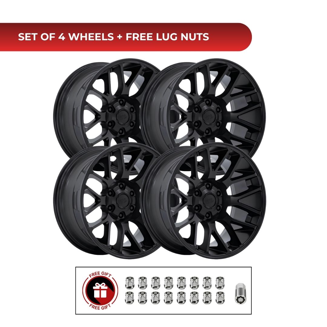 Moto Metal MO816 Overlook 20x10 6x139.7 Blackout 4pcs | Fits Toyota Tundra | Free TPMS Sensors or Lug Nuts