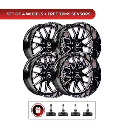Xtreme Force XF-10 20x10 6x139.7 4pcs | Fits Chevy Silverado 1500 | Free TPMS Sensors or Lug Nuts