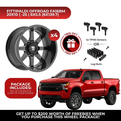 Fittipaldi Offroad FA16BM 20x10 6x139.7 4pcs | Fits Chevy Silverado 1500 | Free TPMS Sensors or Lug Nuts