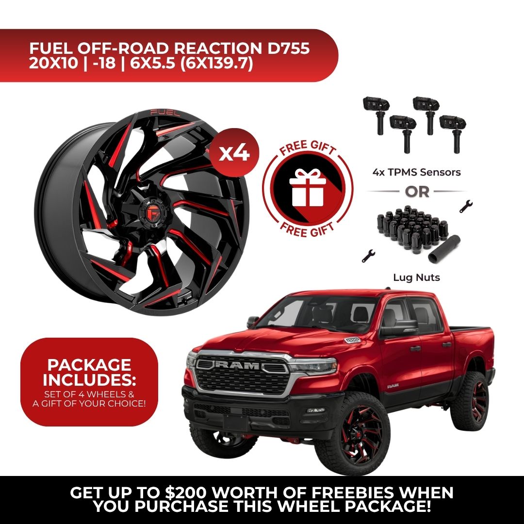 Fuel D755 Reaction 20x10 6x139.7 4pcs | Fits RAM 1500 | Free TPMS Sensors or Lug Nuts