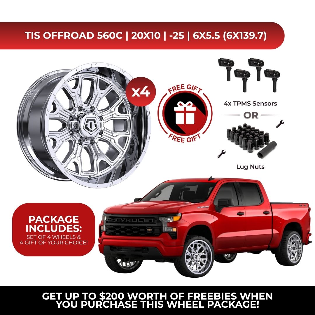 TIS 560C 20x10 -25 6x139.7 4pcs | Fits Chevy Silverado 1500 | Free TPMS Sensors or Lug Nuts