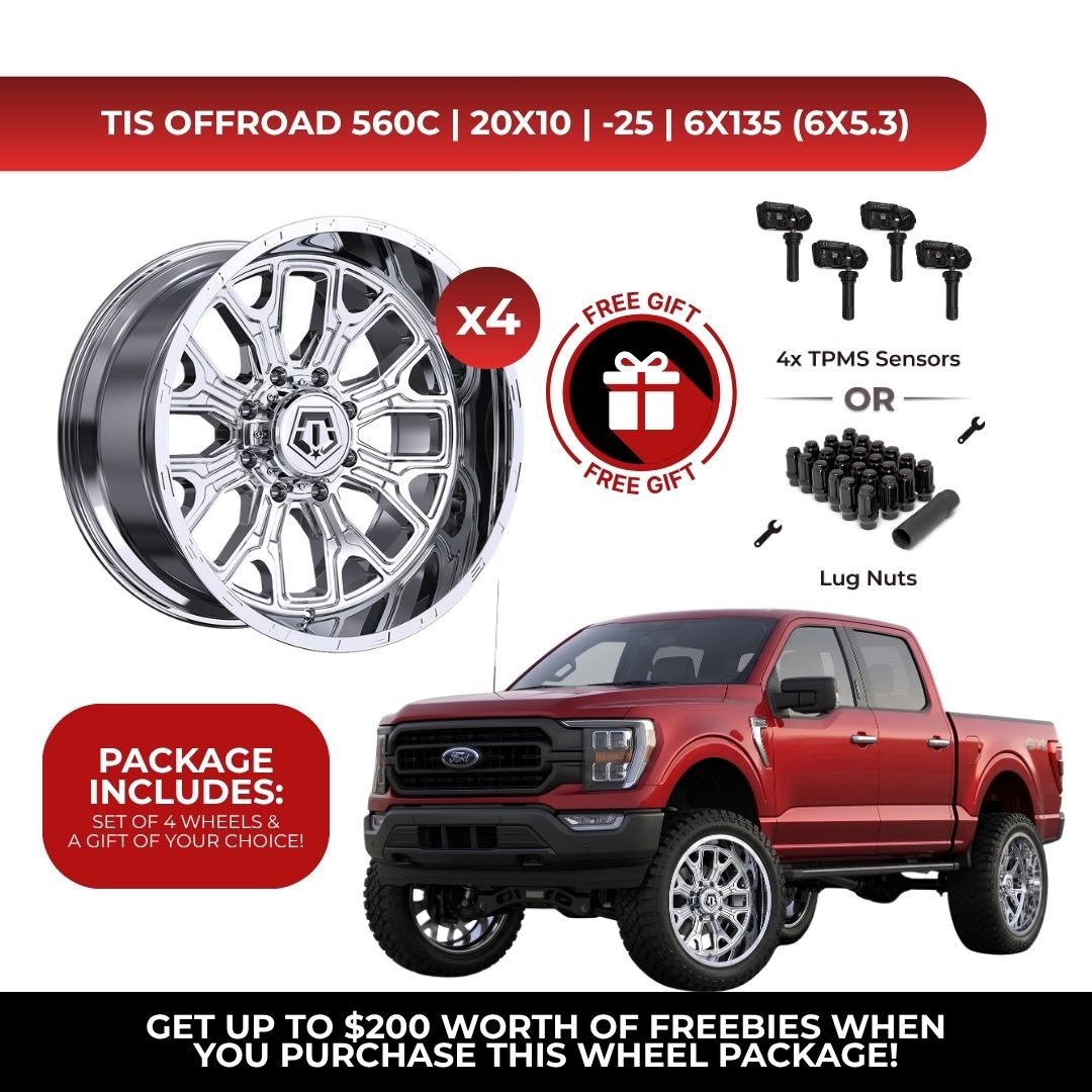TIS 560C 20x10 -25 6x135 4pcs | Fits Ford F-150 | Free TPMS Sensors or Lug Nuts