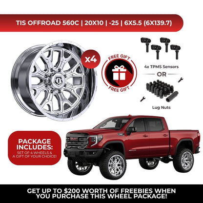 TIS 560C 20x10 -25 6x139.7 4pcs | Fits GMC Sierra 1500 | Free TPMS Sensors or Lug Nuts