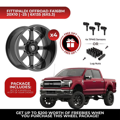 Fittipaldi Offroad FA16BM 20x10 6x135 4pcs | Fits Ford F-150 | Free TPMS Sensors or Lug Nuts