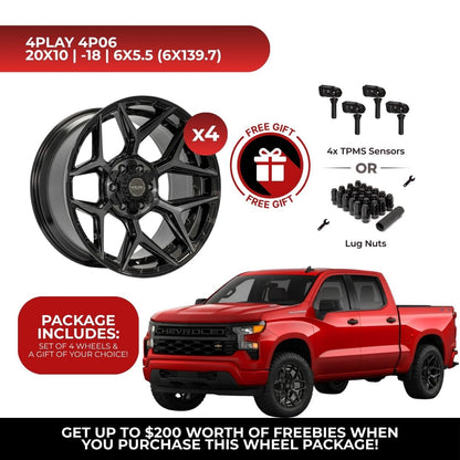 4Play 4P06 20x10 6x139.7 BBT 4pcs | Fits Chevy Silverado 1500 | Free TPMS Sensors or Lug Nuts