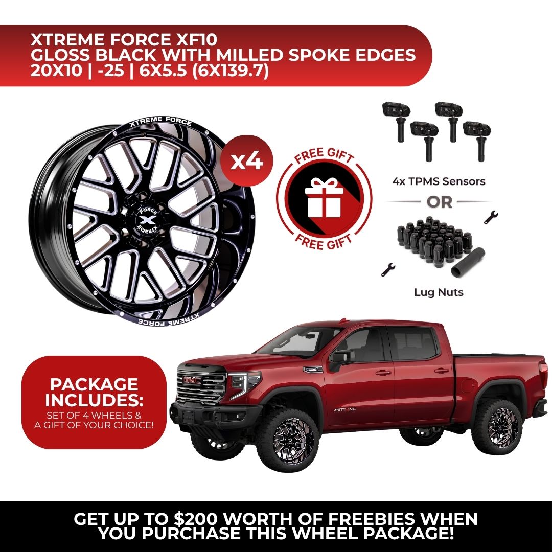 Xtreme Force XF-10 20x10 6x139.7 4pcs | Fits GMC Sierra 1500 | Free TPMS Sensors or Lug Nuts