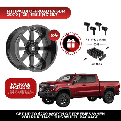 Fittipaldi Offroad FA16BM 20x10 6x139.7 4pcs | Fits GMC Sierra 1500 | Free TPMS Sensors or Lug Nuts