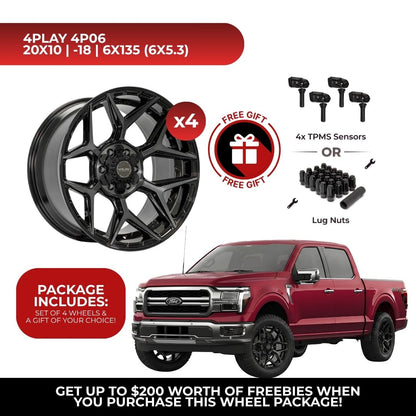 4Play 4P06 20x10 6x139.7 BBT 4pcs | Fits Ford F-150 | Free TPMS Sensors or Lug Nuts