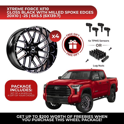 Xtreme Force XF-10 20x10 6x139.7 4pcs | Fits Toyota Tundra | Free TPMS Sensors or Lug Nuts