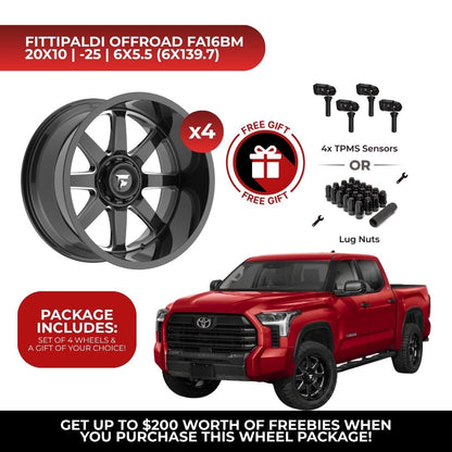 Fittipaldi Offroad FA16BM 20x10 6x139.7 4pcs | Fits Toyota Tundra | Free TPMS Sensors or Lug Nuts