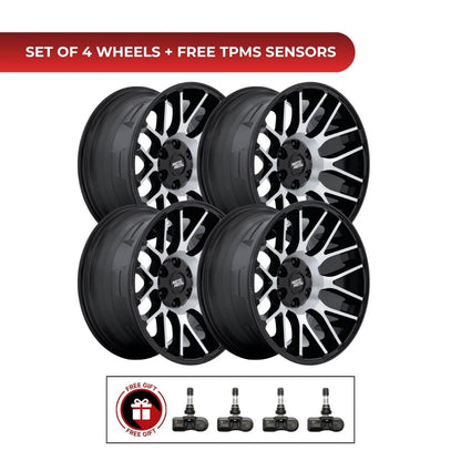 Moto Metal MO816 Overlook 20x10 6x139.7 GBM 4pcs | Fits Chevy Silverado 1500 | Free TPMS Sensors or Lug Nuts