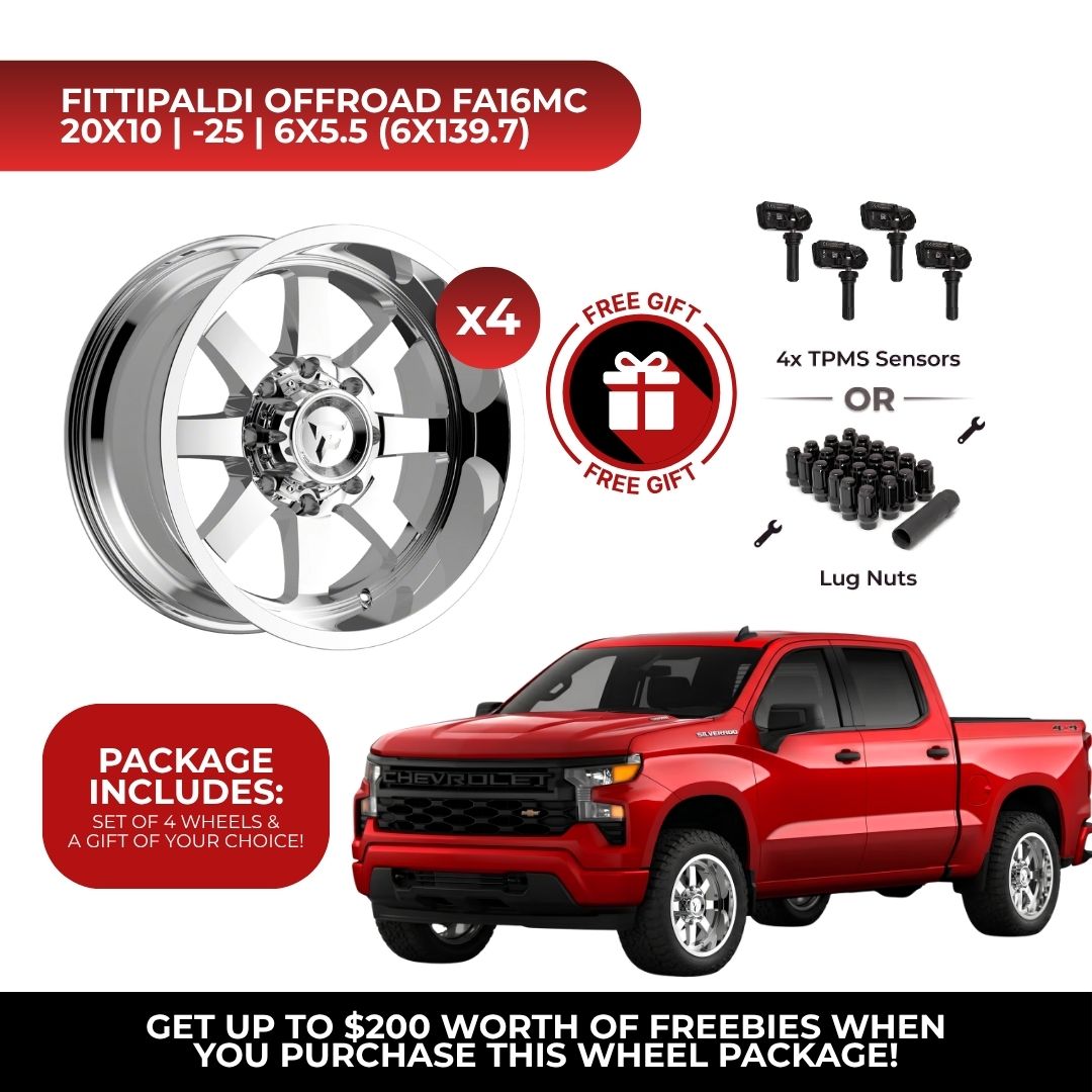 Fittipaldi Offroad FA16MC 20x10 6x139.7 4pcs | Fits Chevy Silverado 1500 | Free TPMS Sensors or Lug Nuts