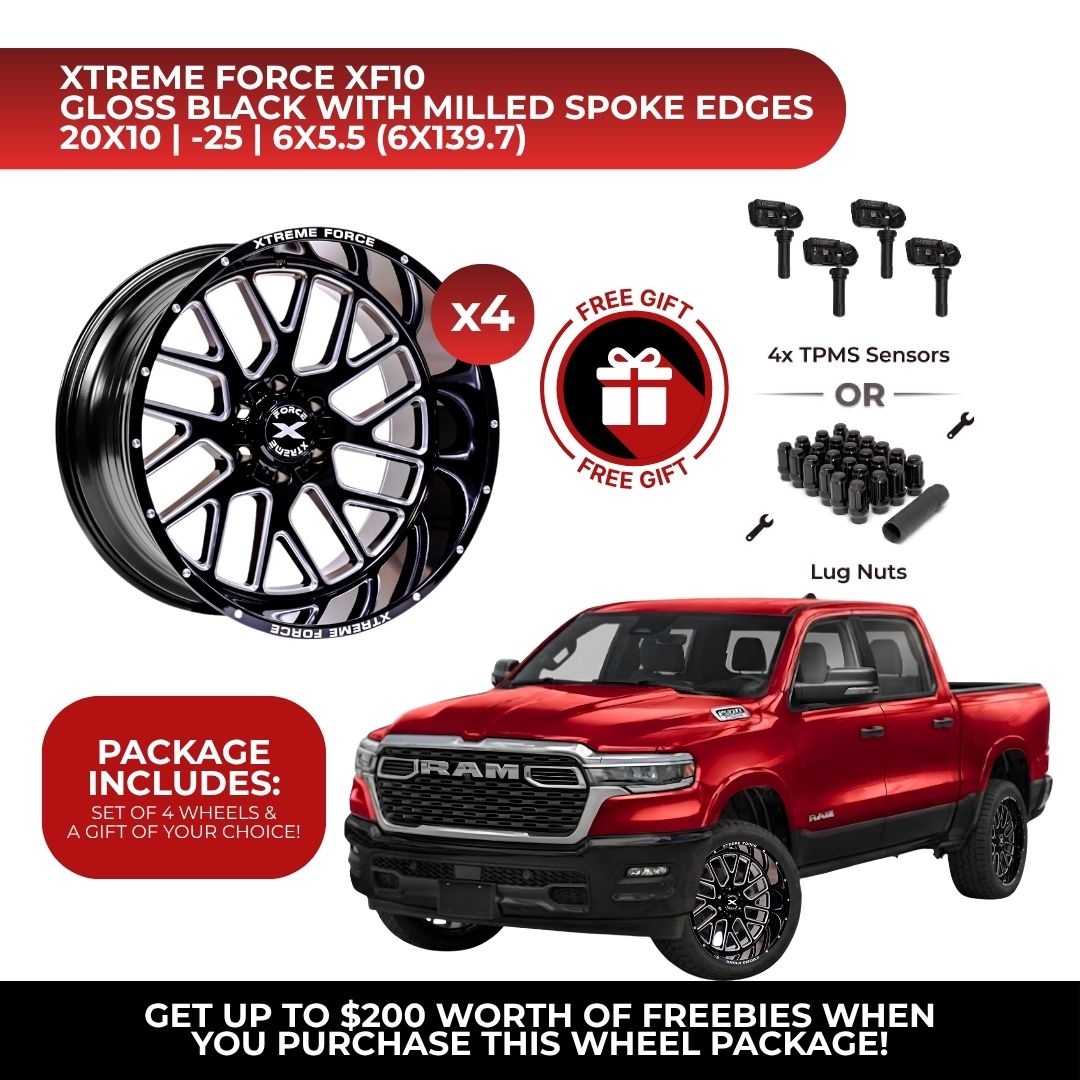 Xtreme Force XF-10 20x10 6x139.7 4pcs | Fits RAM 1500 | Free TPMS Sensors or Lug Nuts