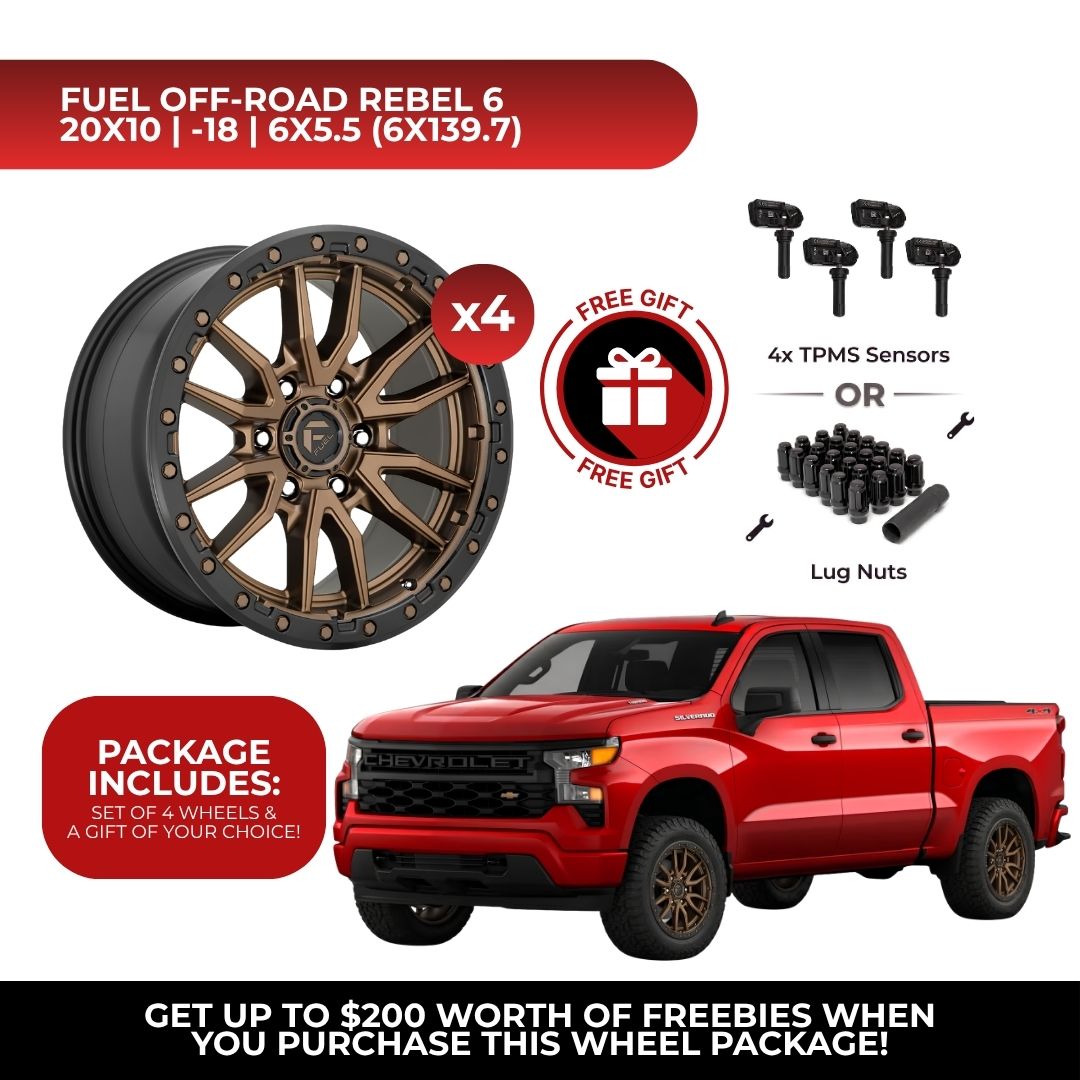 Fuel D681 Rebel 20x10 6x139.7 4pcs | Fits Chevy Silverado 1500 | Free TPMS Sensors or Lug Nuts