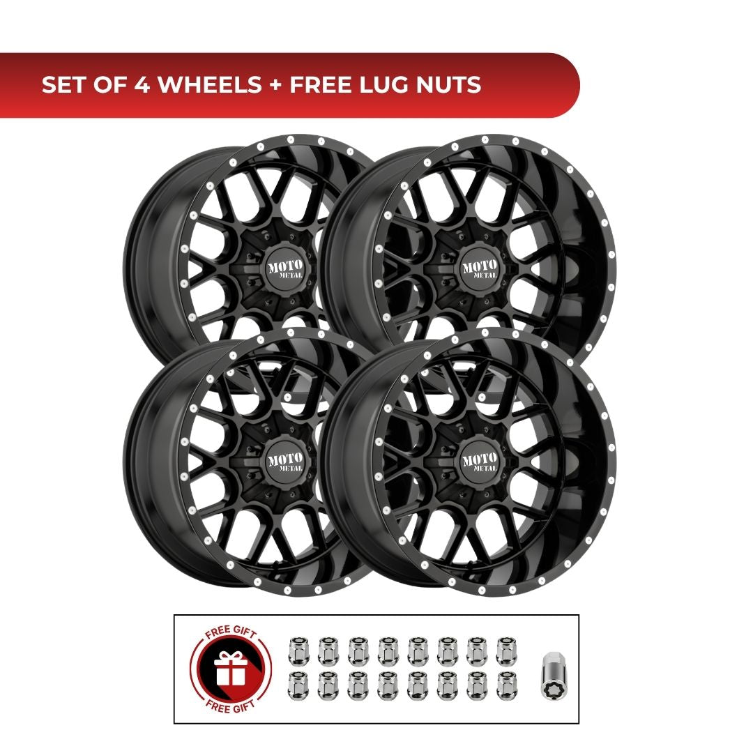 Moto Metal MO986 Siege 20x10 6x135 4pcs | Fits Ford F-150 | Free TPMS Sensors or Lug Nuts