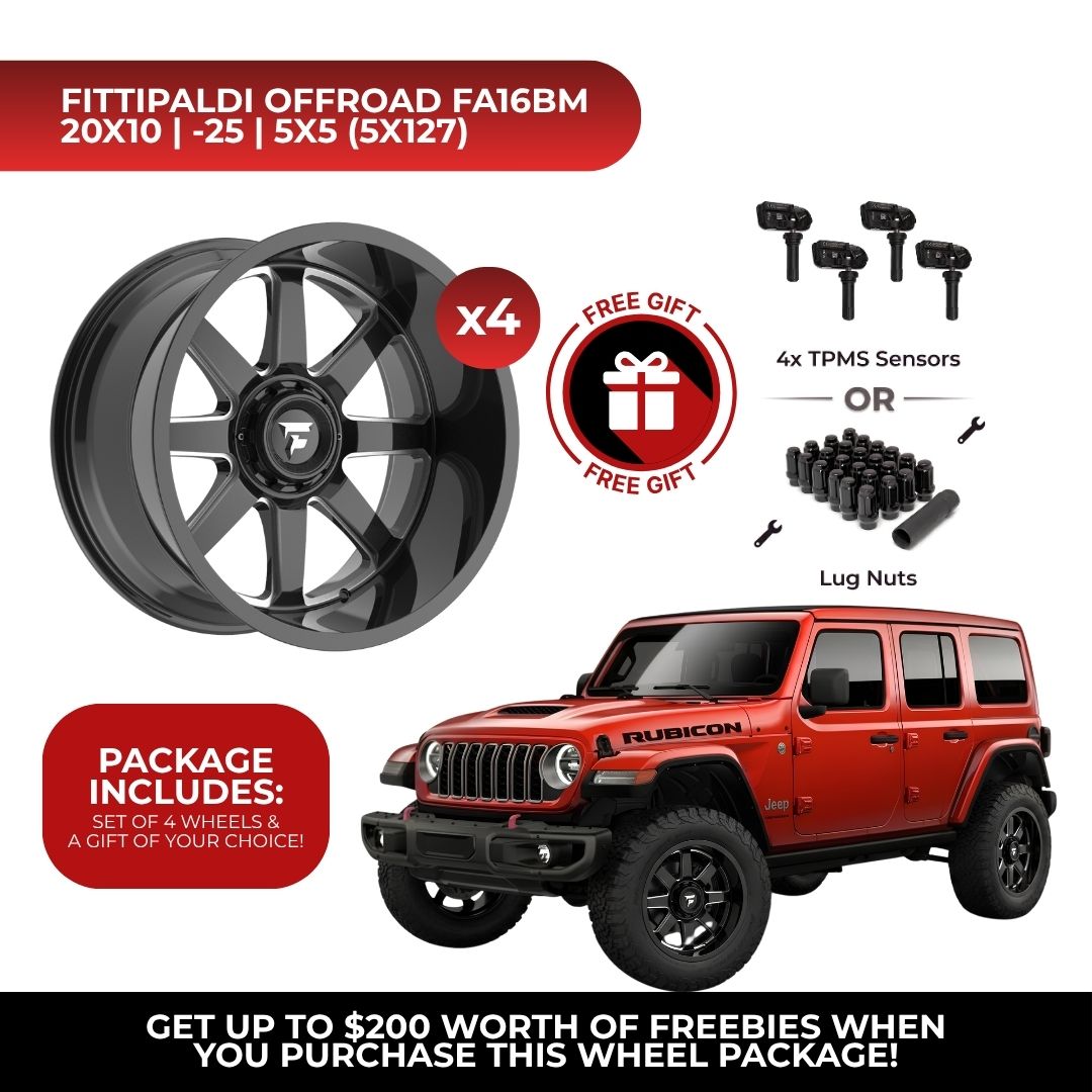 Fittipaldi Offroad FA16BM 20x10 5x127 4pcs | Fits Jeep Wrangler | Free TPMS Sensors or Lug Nuts