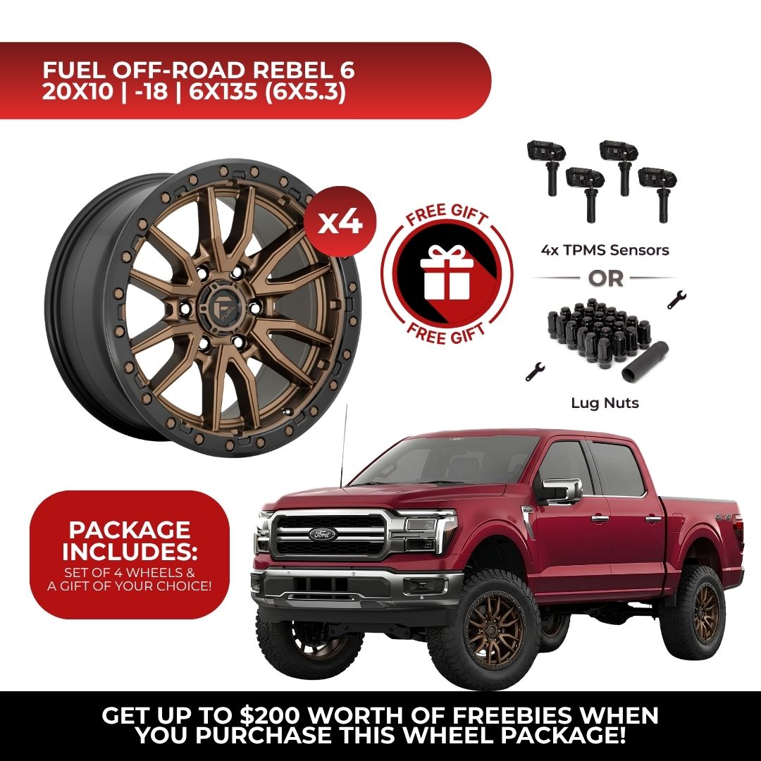 Fuel D681 Rebel 20x10 6x135 4pcs | Fits Ford F-150 | Free TPMS Sensors or Lug Nuts
