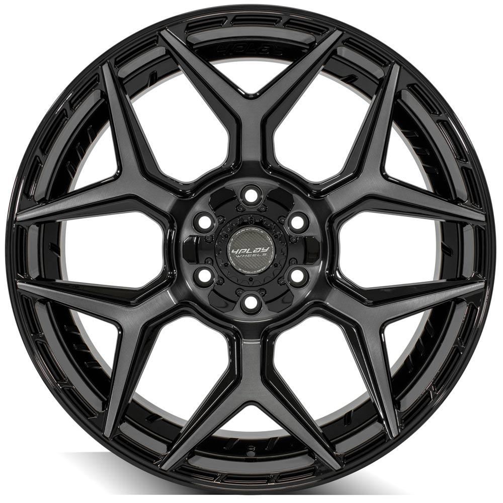 4Play 4P06 22x12 -44 5x127/5x139.7 Gloss Black with Brushed Spoke Faces