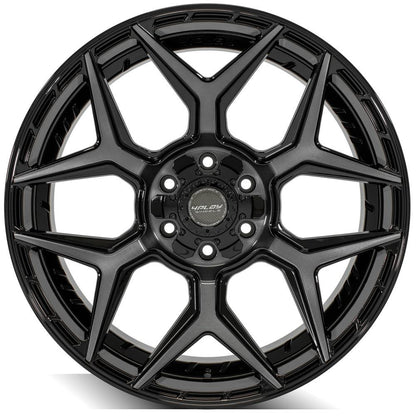 4Play 4P06 22x9 12 6x135/6x139.7 Gloss Black with Brushed Spoke Faces