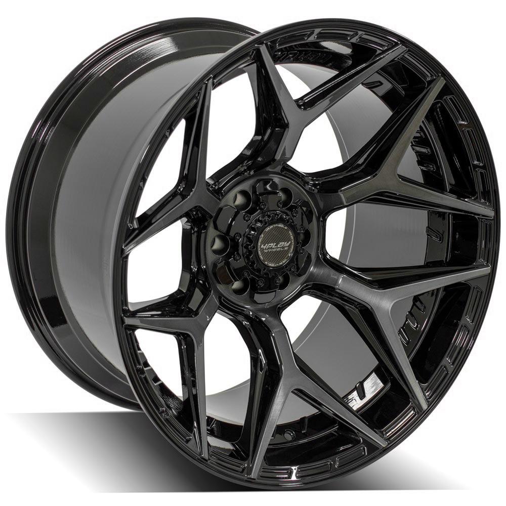 4Play 4P06 24x10 18 6x135/6x139.7 Gloss Black with Brushed Spoke Faces