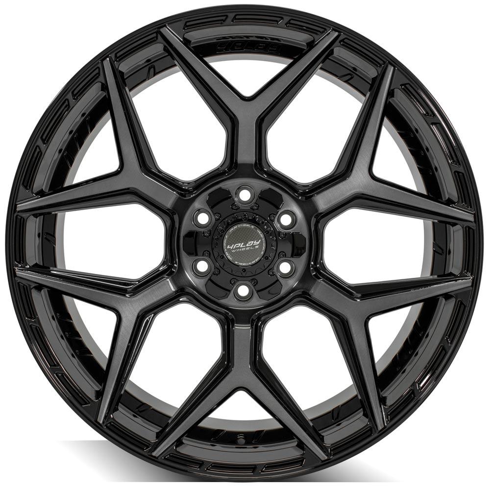 4Play 4P06 22x12 -44 6x135/6x139.7 Gloss Black with Brushed Spoke Faces
