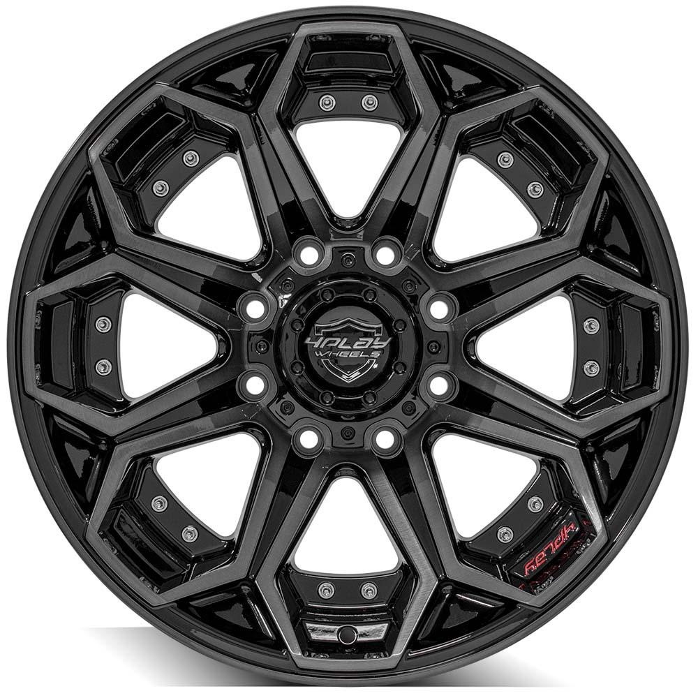 4PLAY Gen2 4P80R 20x10 8x180mm -24et in Gloss Black w/ Brushed Face & Tinted Clear