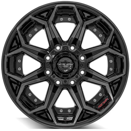 4PLAY Gen2 4P80R 20x10 8x180mm -24et in Gloss Black w/ Brushed Face & Tinted Clear