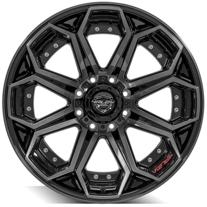 4PLAY Gen2 4P80R 22x10 8x180mm -24et in Gloss Black w/ Brushed Face & Tinted Clear