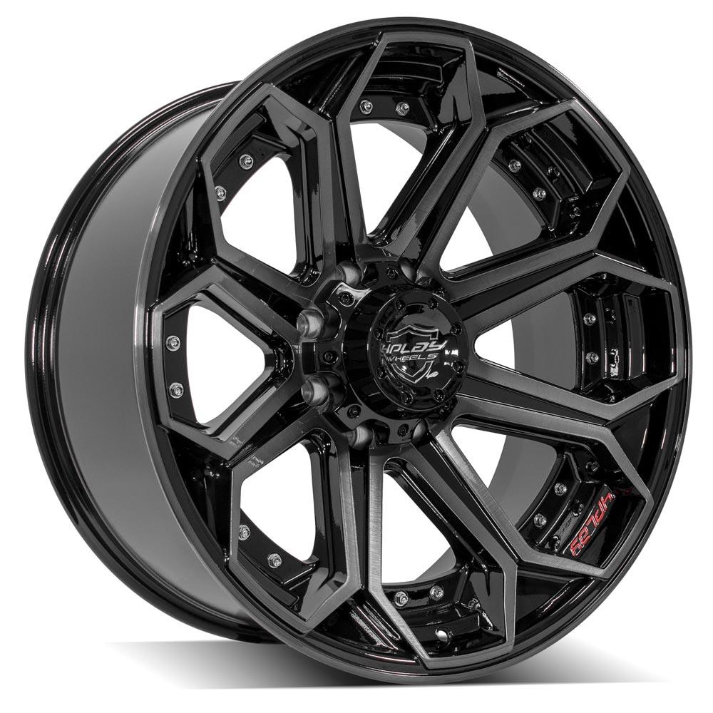 4PLAY Gen2 4P80R 22x10 8x180mm -24et in Gloss Black w/ Brushed Face & Tinted Clear