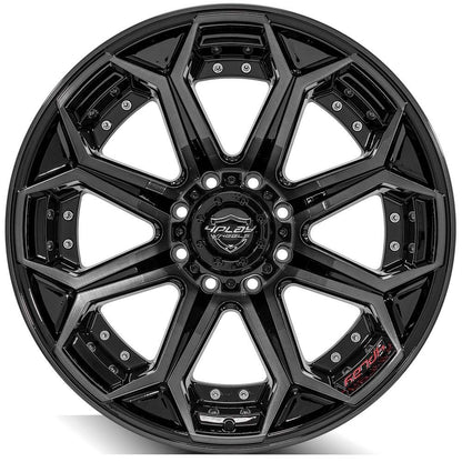 4PLAY Gen2 4P80R 22x12 8x180mm -44et in Gloss Black w/ Brushed Face & Tinted Clear