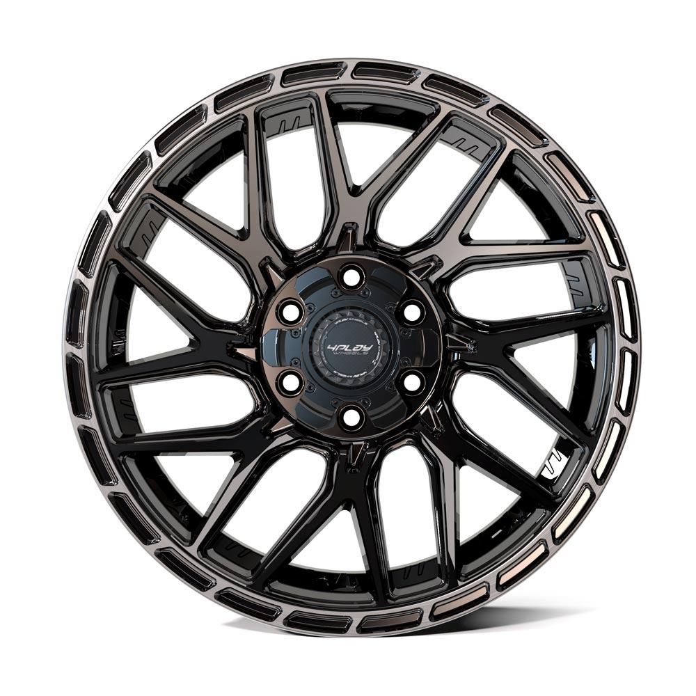 4PLAY Sport2.0 4PS28 22x10 6x135mm & 6x5.5" +0et in Gloss Black w/ Brushed Face & Tinted Clear
