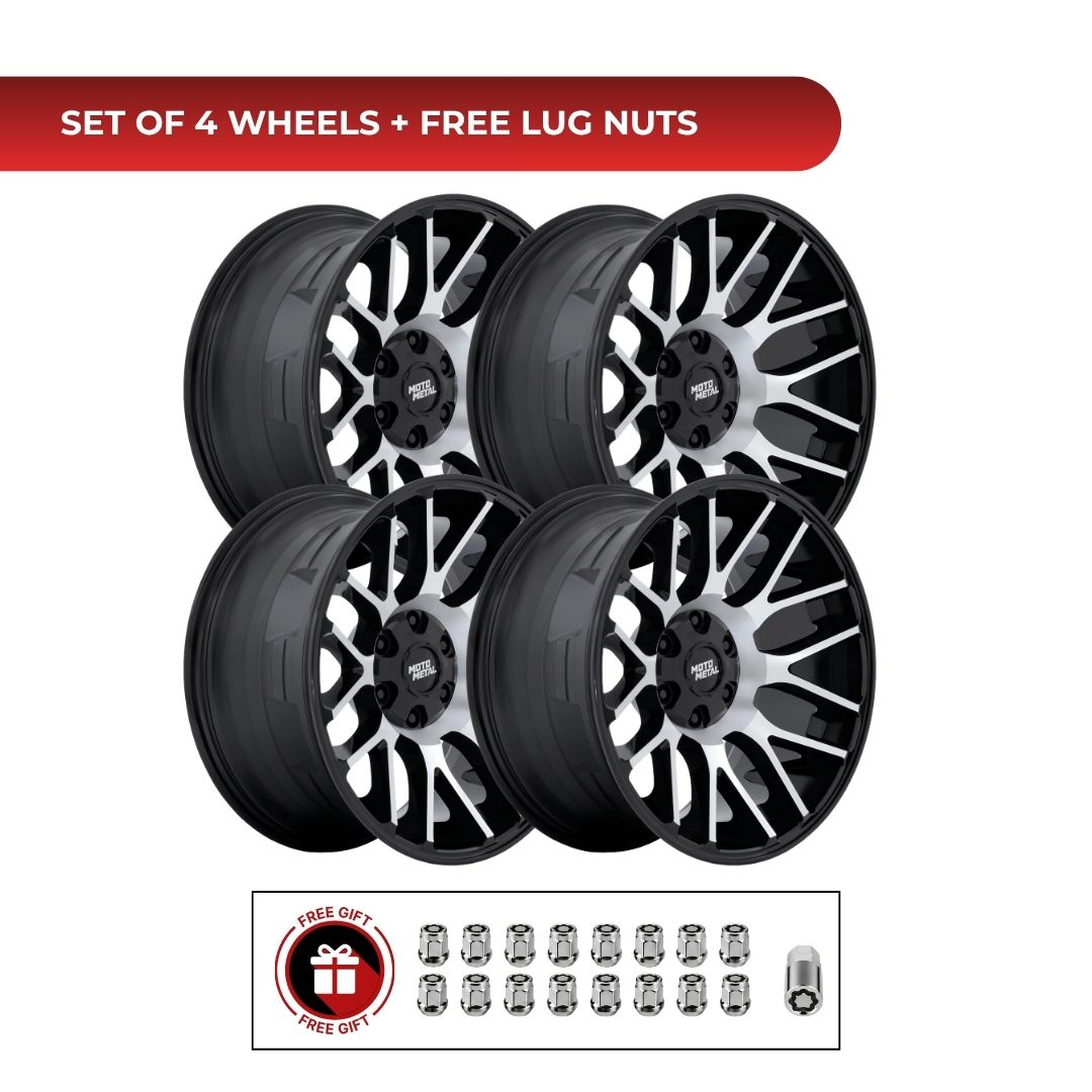 Moto Metal MO816 Overlook 20x10 6x139.7 GBM 4pcs | Fits Chevy Silverado 1500 | Free TPMS Sensors or Lug Nuts
