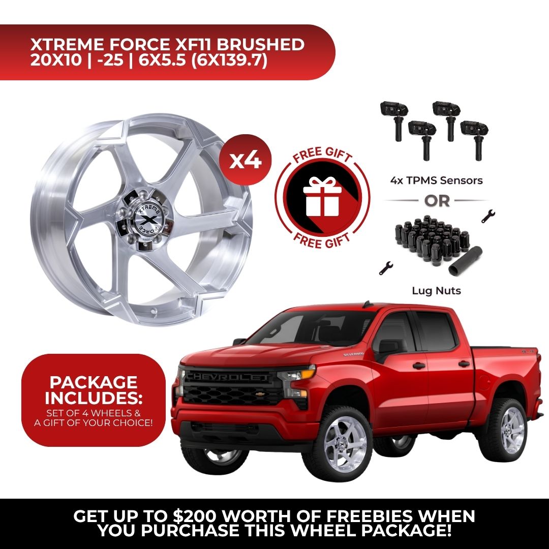 Xtreme Force XF-11 20x10 6x139.7 4pcs | Fits Chevy Silverado 1500 | Free TPMS Sensors or Lug Nuts