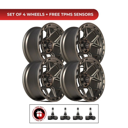 4Play 4P55 20x10 6x139.7 Bronze 4pcs | Fits Chevy Silverado 1500 | Free TPMS Sensors or Lug Nuts