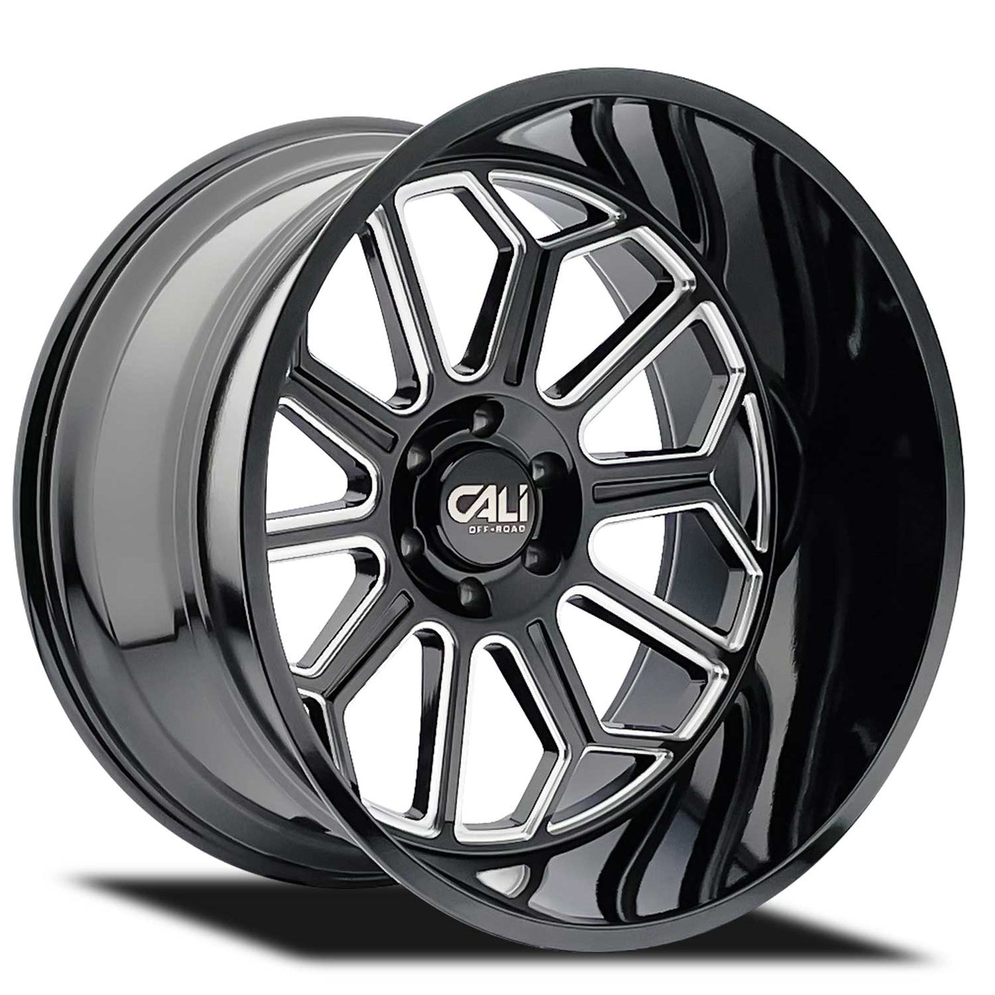 Cali Off-Road Auburn - 22x12 -44mm 6x135 Gloss Black Milled Wheel | 9117-22236BM