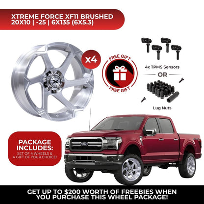 Xtreme Force XF-11 20x10 6x135 4pcs | Fits Ford F-150 | Free TPMS Sensors or Lug Nuts