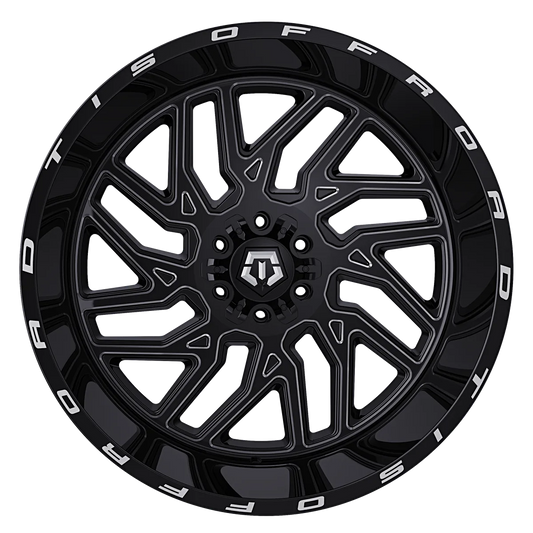 TIS 544BM 26X12 -44 8x180 Gloss Black Milled