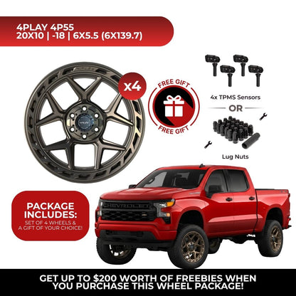 4Play 4P55 20x10 6x139.7 Bronze 4pcs | Fits Chevy Silverado 1500 | Free TPMS Sensors or Lug Nuts