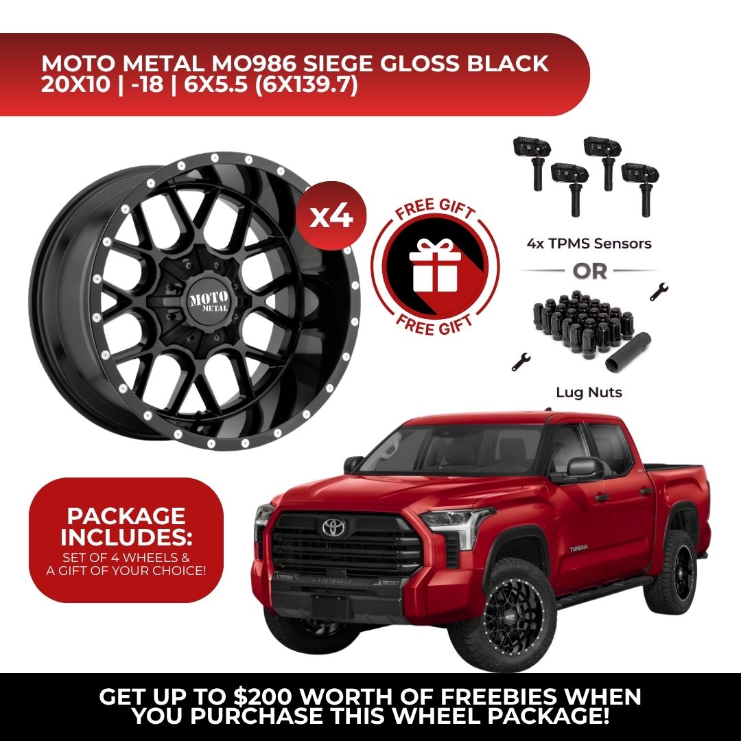 Moto Metal MO986 Siege 20x10 6x139.7 4pcs | Fits Toyota Tundra | Free TPMS Sensors or Lug Nuts