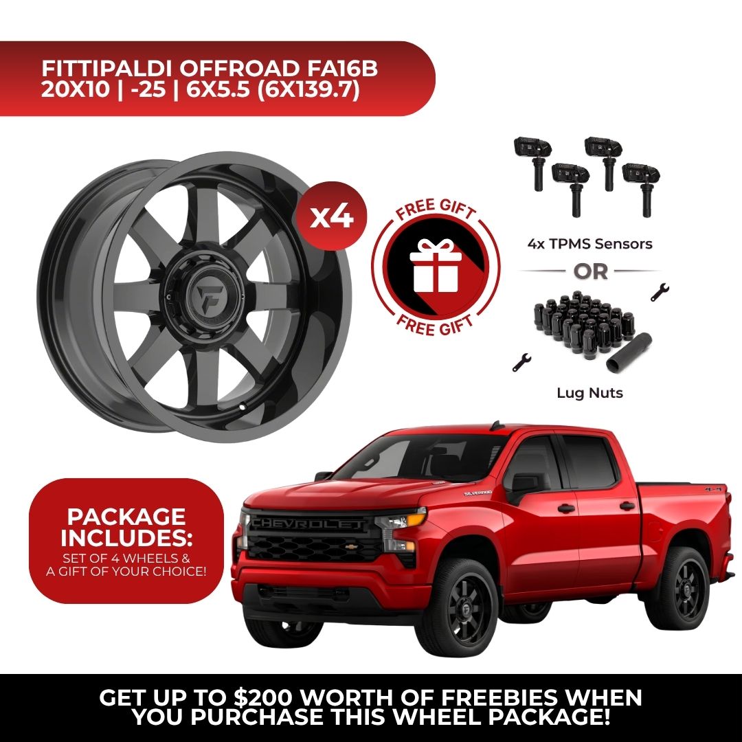 Fittipaldi Offroad FA16B 20x10 6x139.7 4pcs | Fits Chevy Silverado 1500 | Free TPMS Sensors or Lug Nuts