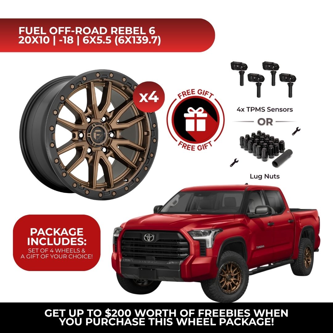 Fuel D681 Rebel 20x10 6x139.7 4pcs | Fits Toyota Tundra | Free TPMS Sensors or Lug Nuts