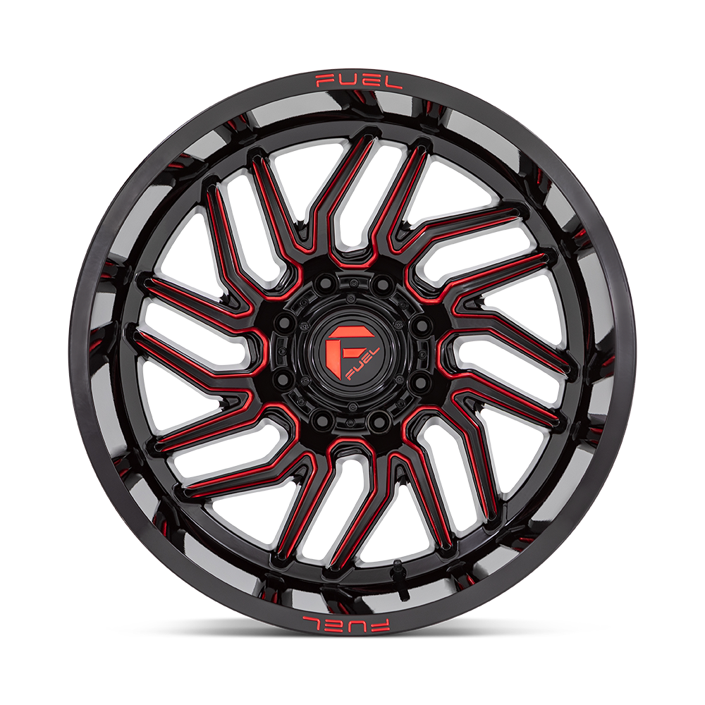 Fuel 1PC D808 HURRICANE 22X12 -44 5X139.7 GLOSS BLACK MILLED RED TINT