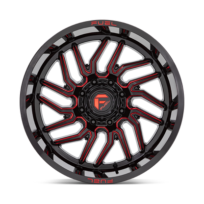 Fuel 1PC D808 HURRICANE 22X12 -44 5X139.7 GLOSS BLACK MILLED RED TINT
