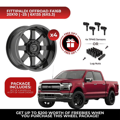 Fittipaldi Offroad FA16B 20x10 6x135 4pcs | Fits Ford F-150 | Free TPMS Sensors or Lug Nuts