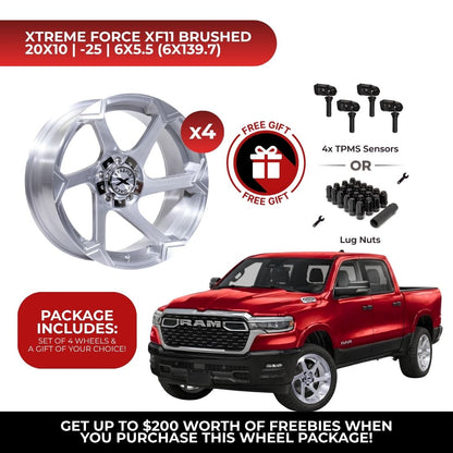 Xtreme Force XF-11 20x10 6x139.7 4pcs | Fits RAM 1500 | Free TPMS Sensors or Lug Nuts
