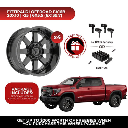 Fittipaldi Offroad FA16B 20x10 6x139.7 4pcs | Fits GMC Sierra 1500 | Free TPMS Sensors or Lug Nuts