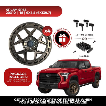 4Play 4P55 20x10 6x139.7 Bronze 4pcs | Fits Toyota Tundra | Free TPMS Sensors or Lug Nuts